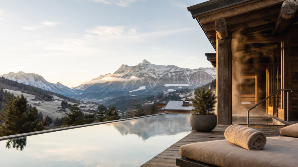 Wellnesshotel in Tirol met alpine spa, buitenzwembad en uitzicht op de bergen